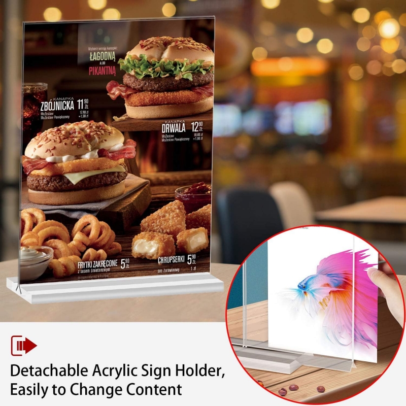 Foldable T shape 11x8.5 Acrylic Horizontal Double-Sided Display Sign Holder