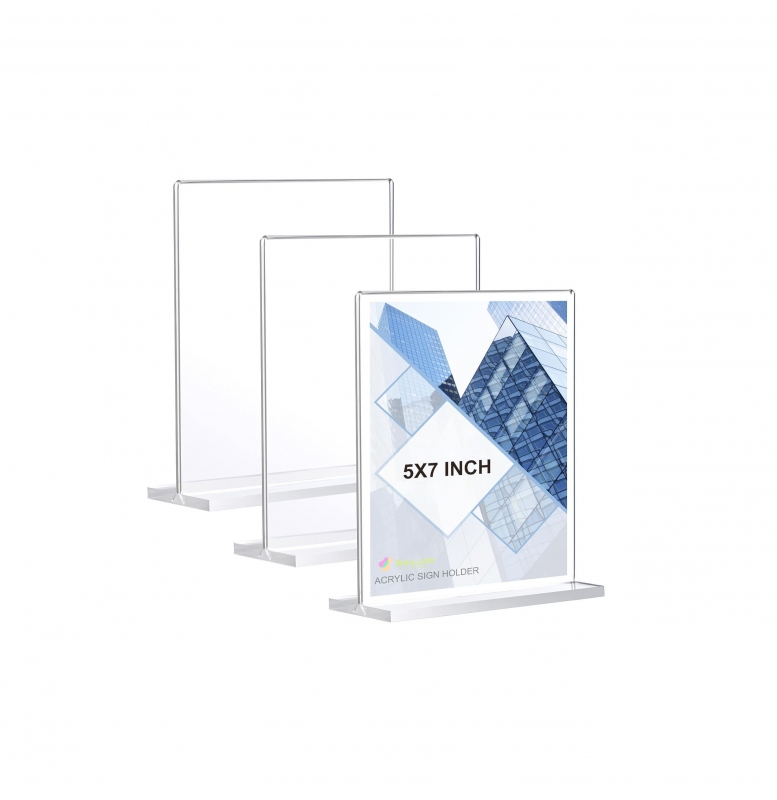 T-shaped 5x7 inches Acrylic Vertical Double-Sided Display Menu Frame