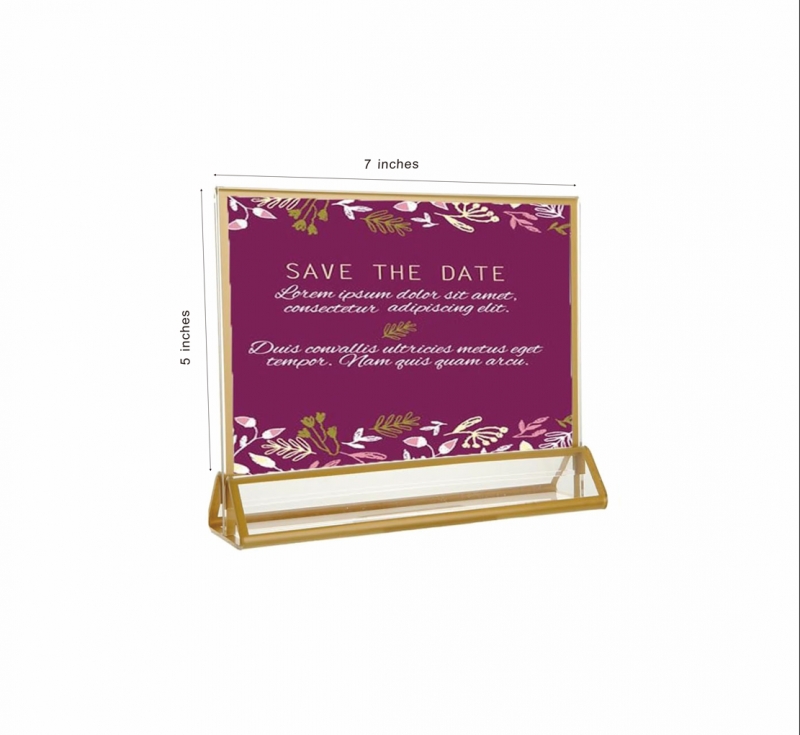 Clear Acrylic Wedding Table Number Holder Stands with Gold Borders, Double Sided Picture Frames Sign for Restaurant Menu Recipe Cards Photo Display