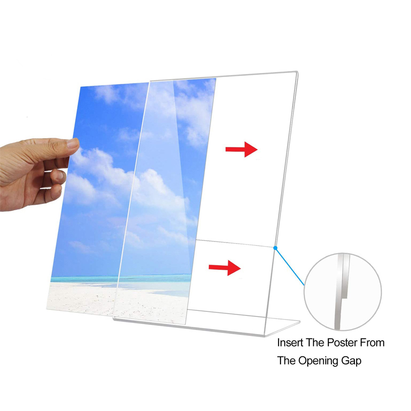 Acrylic Sign Holder, Plastic Sign Holder Plastic Paper Holder With Slanted Back Clear Picture Photo Frames Display Stand Flyer Document Holder for Desktop